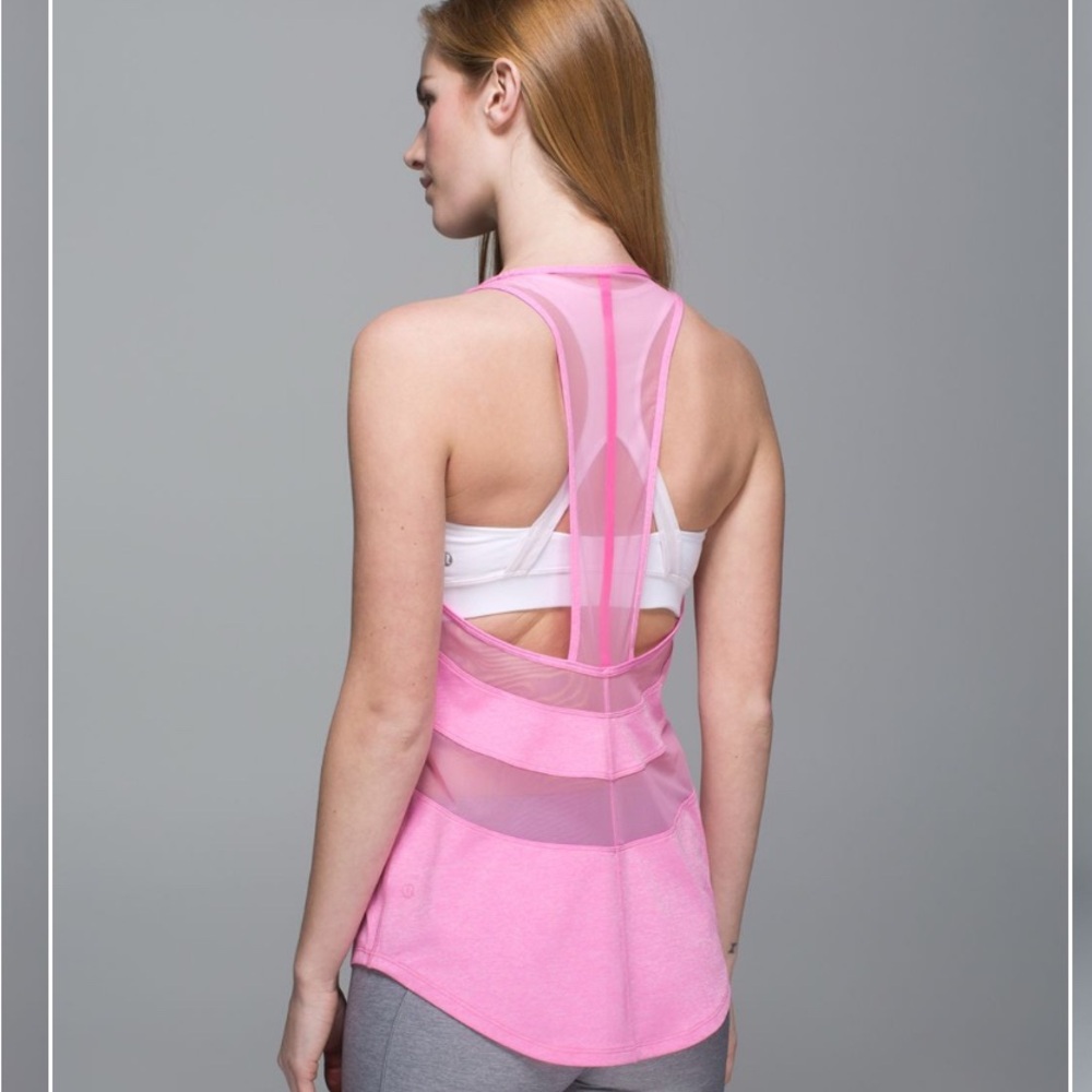 Lululemon If You're Lucky Tank Heathered Vintage Pink Size 4 Mesh